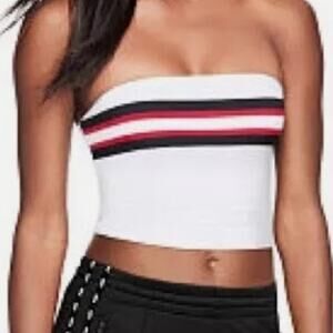 Victoria’s Secret PINK Bandeau Tube Top Crop Top White Striped Tank NWT - Size S